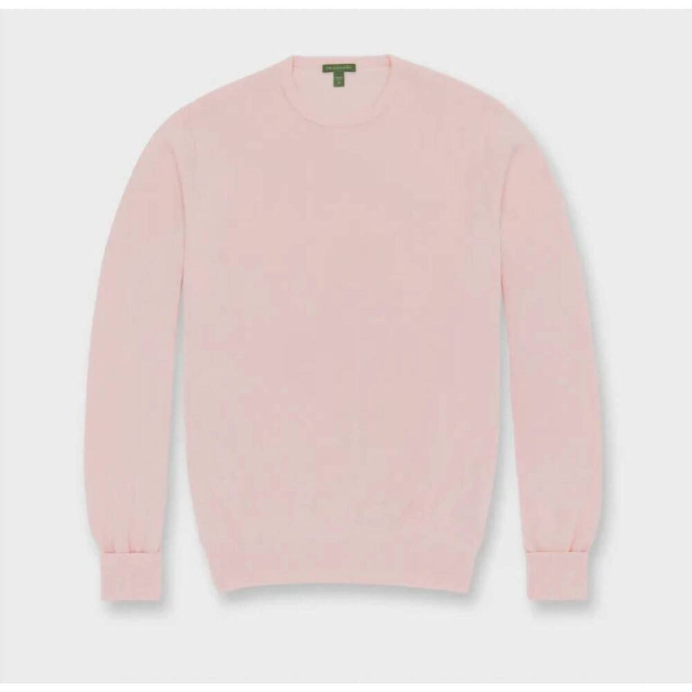 NEW SID MASHBURN men's long sleeve crewneck sweater in pale pink ice cotton